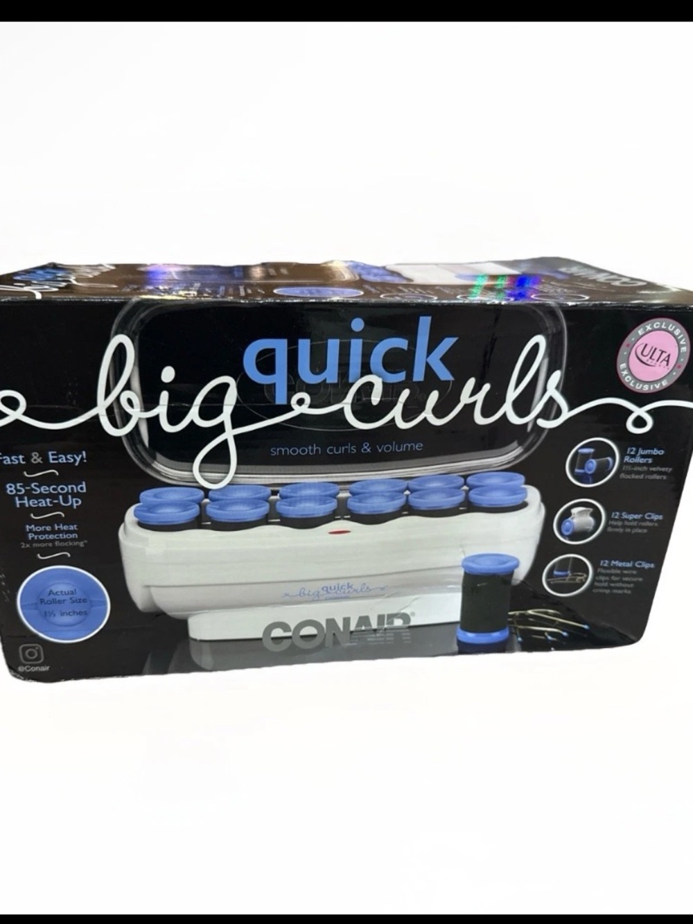 Conair Big Quick Curls Heated Rollers Set Jumbo 1.5” Open Box Unused